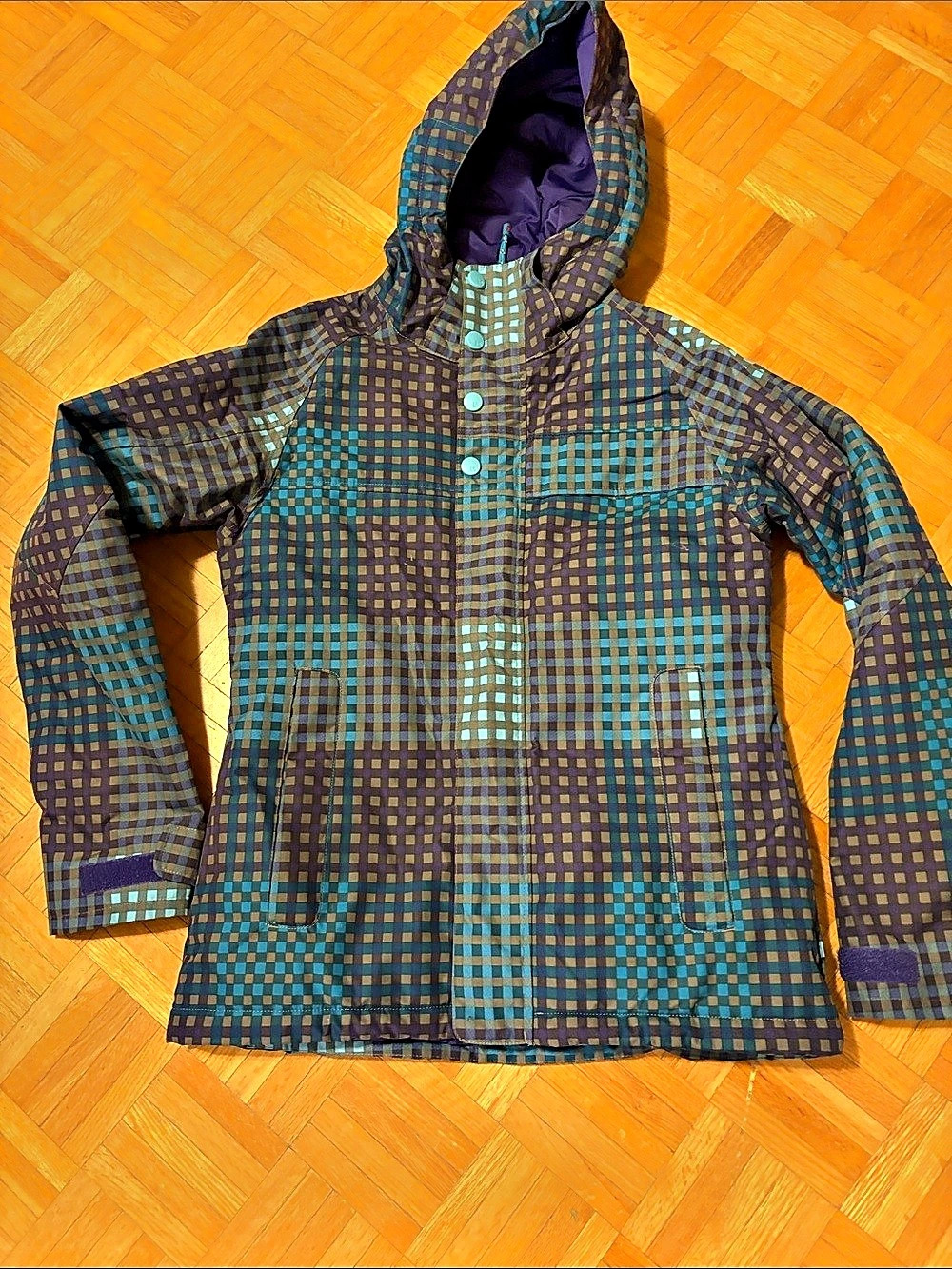 Burton Jacket. Checkered Ski Jacket Purple & Blue